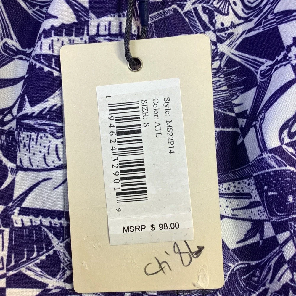 Peter Millar Seaside Men Fish Print Swim Trunks Size‎ S NWT